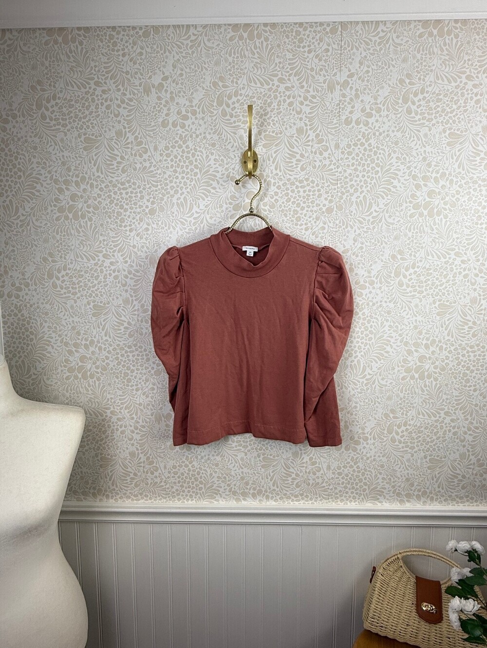 Cuyana Mauve Pima Cotton French Terry Puff Sleeve Sweatshirt - Size - Medium